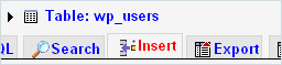 phpMyAdmin Insert Tab