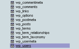 WordPress Tables in phpMyAdmin